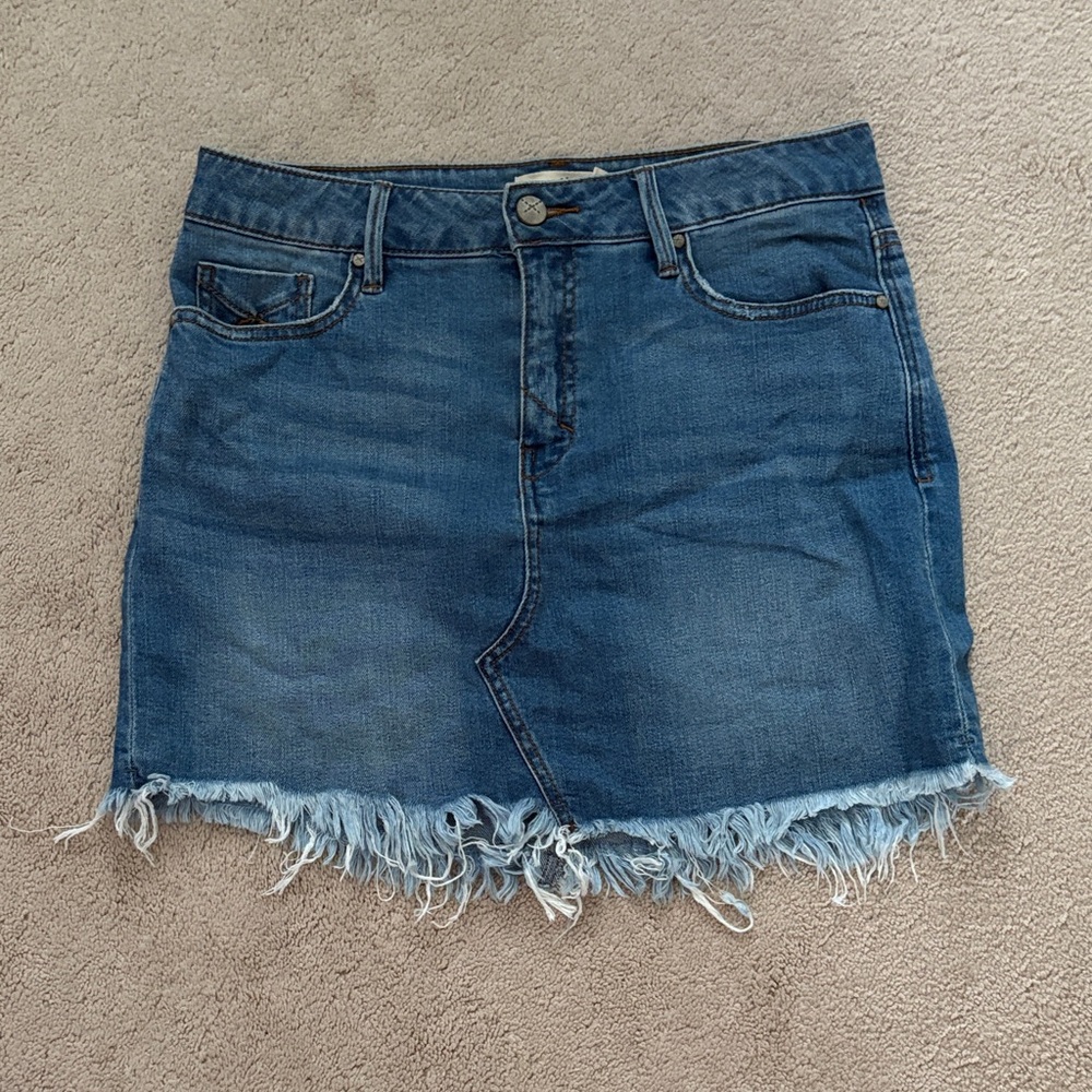 Unpublished Blue Frayed Hem Mini Skirt